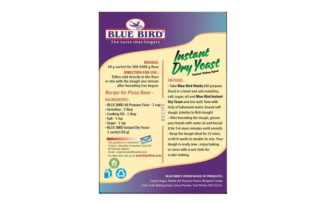 Blue Bird Instant Dry Yeast Box 20 grams Reviews Nutrition